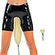 GREEFEI Latex Höschen Shorts mit hoher Taille für Frauen,Kurze Gummi Höschen mit Schritttasche Handgefertigte Unterwäsche L