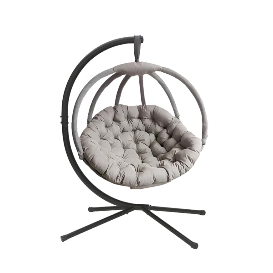 olofable Hanging egg Chair with Stand - Hammock chair W/Plush Cushions,Weather-Resistant Fabric, Indoor Outdoor Foldable Swing Chair for Patio, Balcony, Yard & Living Room (Sand)