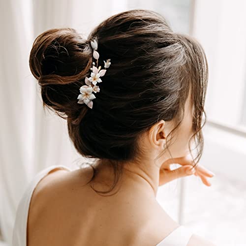 Aw Bridal Flower Hair Clip For Wedding Hair Comb Barrette Bridal Hair Pieces Wedding Hair Accessories For Women Girls (Gold) #TOP4