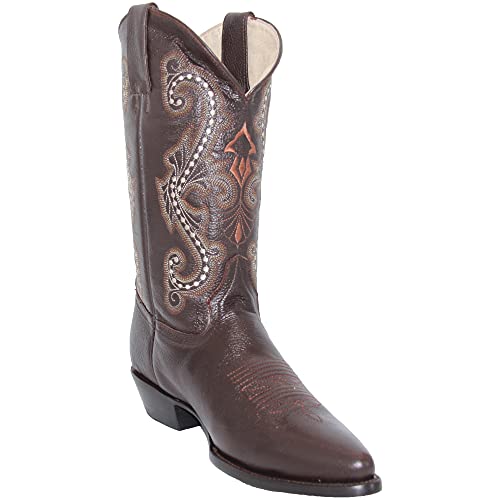 The Westerns Shops Men’s Leather J Toe Cowboy Boots 8 Brown