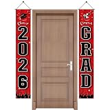 Graduation Banner Red Party Sign, Porch Decoration 180x30cm Graduation Banner for Outdoor Home Wall Front Door Patio School College Photo Booth Use, Celebration Decor, Event Backdrop