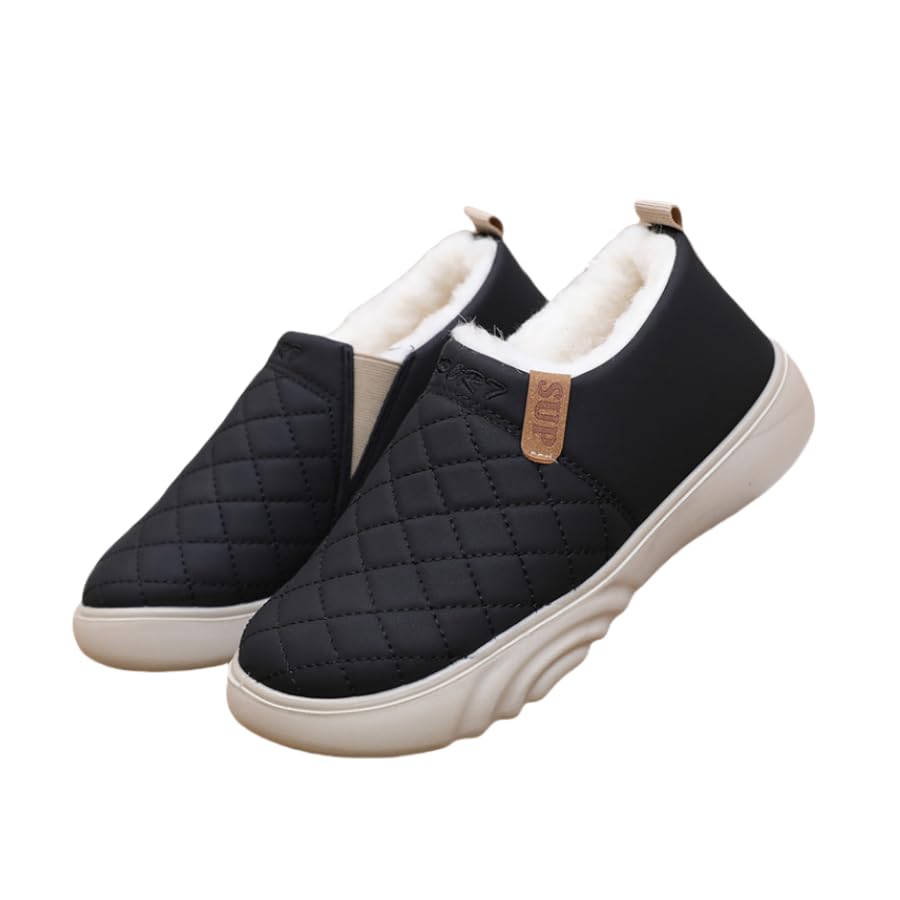 Womens Plush Lined Shoes Warm Cozy Slip On Snow Boots Thermal Winter Ankle Boots