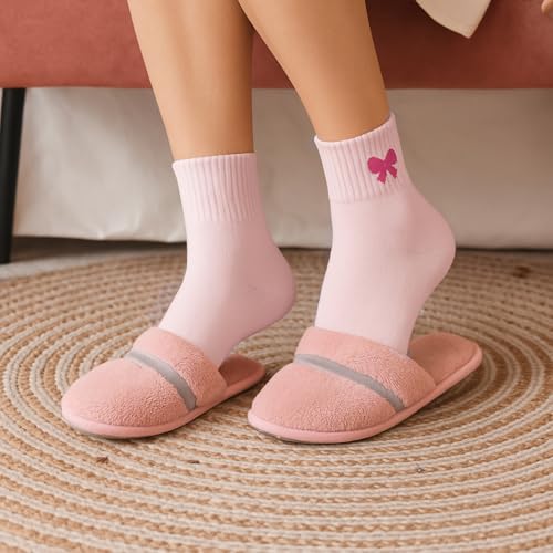 Image of Eurzom 10 Pairs Socks Womens Crew Elastic Ankle Length Cotton Socks Aesthetic Cute Lightweight Low Cut Gifts for Women