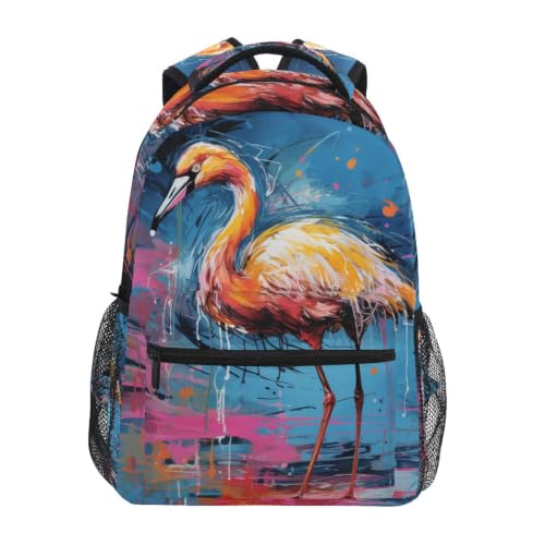 Sac à dos école solide flamant jaune pour soulager le dos des ados