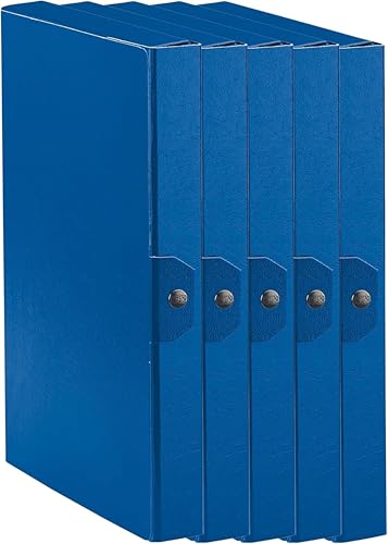 Esselte C24 EUROBOX Cartella Progetti per l'archiviazione, chiusura con bottone, 25 x 35 cm, Dorso 4 cm, Blu, Confezione da 5 pz, 390324050