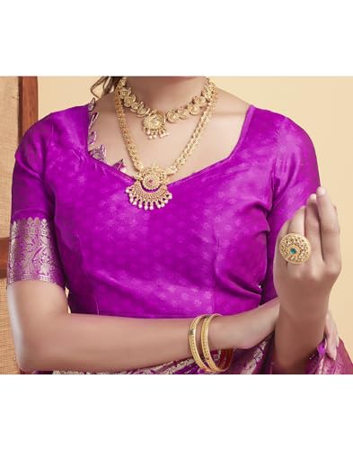 Image of SIRIL Women's Banarasi Silk Saree | Kanjivaram Silk Saree With Unstitched Blouse Piece