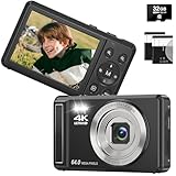 デジカメ 4K 6400万画素 デジタルカメラ AFオートフォーカス 16Xデジタルズーム 2.8インチ IPS スクリーン 初心者向け 笑顔検出 誕生日 VLOG 軽量 携帯便利 1200mAh予備バッテリー2個付き