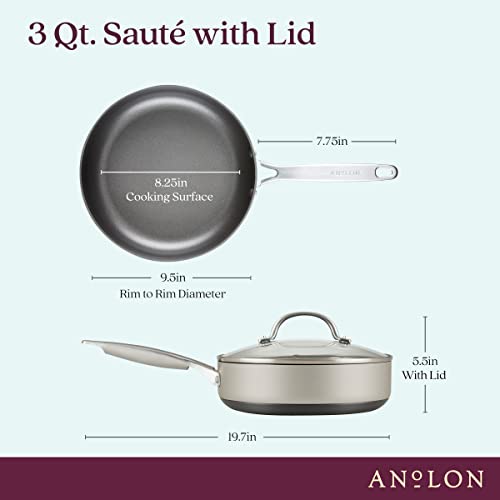 Anolon Achieve Hard Anodized Nonstick Sauté Pan with Lid, 3 Quart - Silver by Anolon - Image 2
