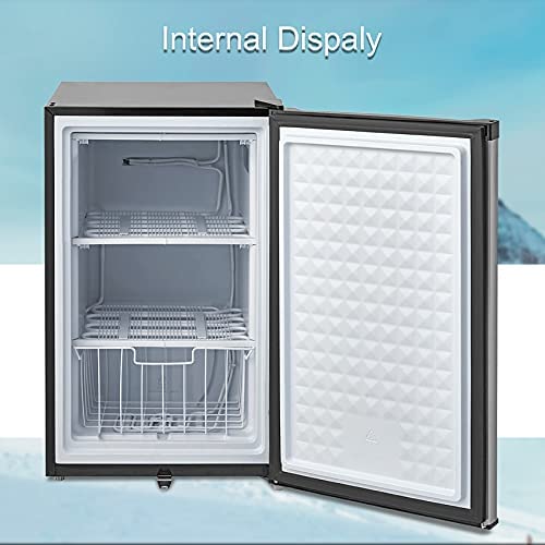 SMETA Small Upright Freezer 3 Cu.ft, Compact Upright Freezer with Lock