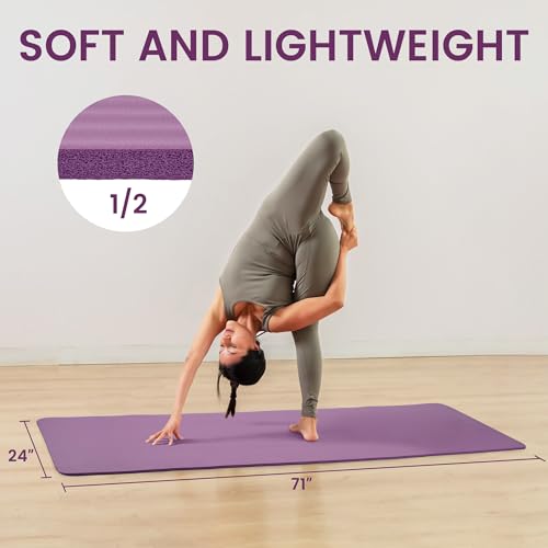Image of BalanceFrom GoYoga All-Purpose 1 /2-Inch Extra Thick High Density Anti-Tear Exercise Yoga Mat with Carrying Strap
