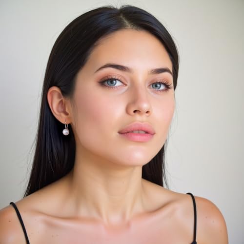 Women's Pearl Drop Earrings, 925 Sterling Silver Hypoallergenic Dangle Earrings for Wedding Party Daily Wear3