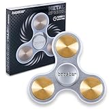 bopster Metallspinner | Handheld Tri-Fidget-Spinner für Kinder & Erwachsene | 4+ Minuten Spinzeit, 73g | Glattes Schreibtischspielzeug zur Stressbewältigung, Konzentration | Silber