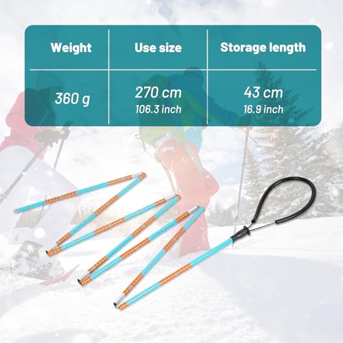 G2 GO2GEHTER 7075 Aluminum Alloy 270cm Backcountry Avalanche Rescue Probe with Storage Bag, Folding Design, Easy to Storage and Carry (Orange&Blue)