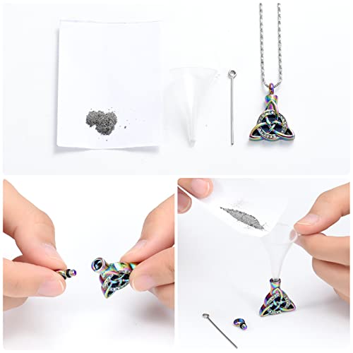 Yinplsmemory Cremation Jewelry Celtic Knot Urn Necklace for Ashes Stainless Steel Triangle Vintage Crystal Circle Ashes Keepsake Necklace4