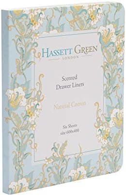 Hassett Green London Scented Drawer Liners - Natural Cotton Fragrance - Single Pack of 6 Sheets Size 23.6 x 15.75 inches