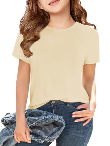 Image of Girls Short Sleeve T Shirts Kids Summer Tops Crewneck Tees 5-14 Years