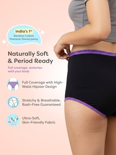 Image of superbottoms MaxAbsorb Period Underwear | India's 1st Period Panty Made with Bamboo Cotton | 8Hr Absorption | No Leaks, No Stains | Odour-Free, High Waist, Full Coverage