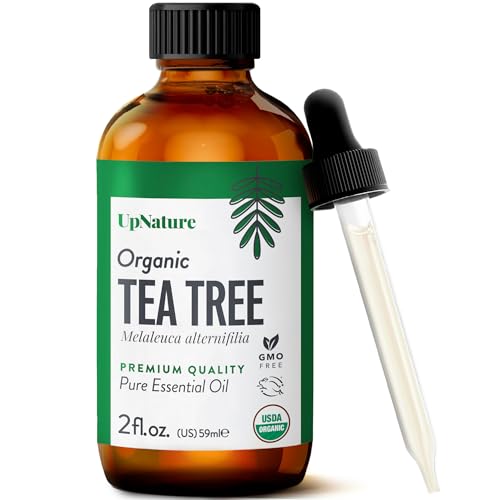 UpNature Tea Tree Oil - 100% Pure USDA Certified Organic Tea Tree Essential Oils for Skin, Hair, Toenail, Body and Scalp (2oz)