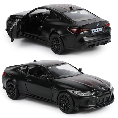 Risopen Auto Modell Spielzeug Kompatibel für BMW M4 CSL 1:36 Metalldruckguss Rückzugsauto Spielzeug klassisches Vintage-Auto Schwarze Fahrzeugsammlung Geschenk für Kinder