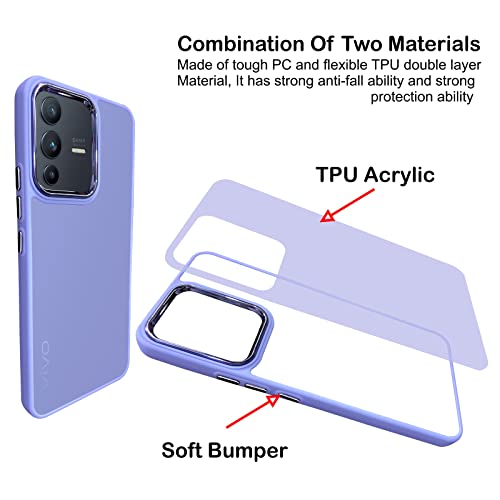 Image of A rtistque Frosted Translucent Back Cover Case for Vivo V23 5G | Electroplated Chrome Ring | Raised Camera Edges for Protection | Smooth Sides TPU - Purple