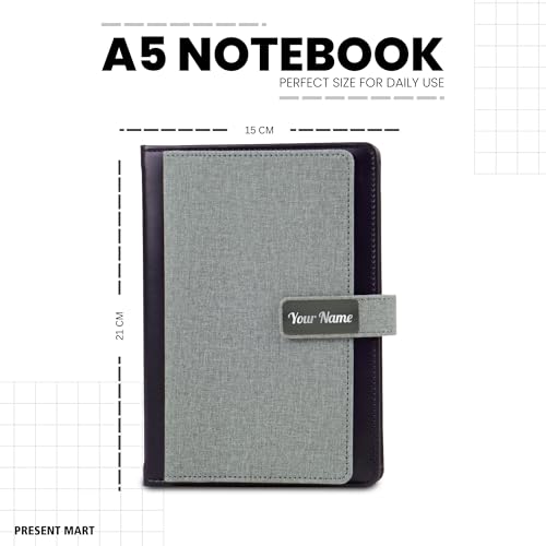 Image of Personalied A5 Executive Diary Organizer with Card or Cash Slot, Magnetic flap & Pen Loop |Premium Personal Organizer for Office | journel Diary For Men & Women | Executive Diaries | Diary for Personal Use | Journal Notebook (Black grey)