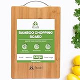 Rusabl Bamboo Wooden Chopping Board (34 X 24 cms, Large) for Kitchen with Metal Handle, Vegetable Cutting Board for Kitchen Items, BPA Free, Eco-Friendly, Anti-Microbial