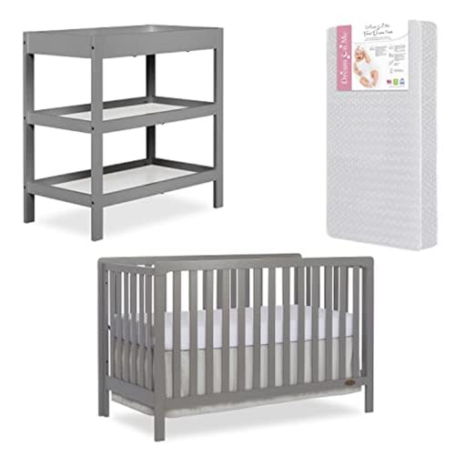 Image of Nursery Essentials Bundle of Dream On Me Ridgefield 5-in-1 Convertible Crib, Dream On Me Ridgefield Changing-Table, with a Dream On Me Honeycomb Orthopedic Firm Fiber Standard Crib Mattress