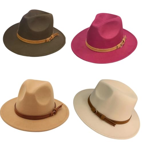 Chapéu de feltro com aba ajustável para o inverno(MARRON COURO PRETO)