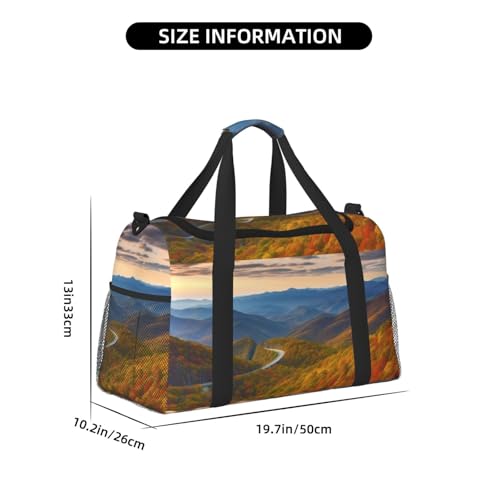 Travel Duffel Bag Lightweight Waterproof Carry On Tote Bag Foldable Weekender Overnight Bags Blue Ridge Parkway Mountains Sport Gym Bag For Women Men2
