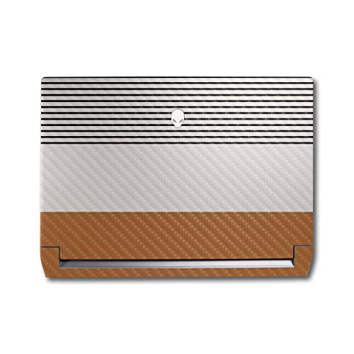 Image of MightySkins Carbon Fiber Skin Compatible with Alienware M17 R5 (2022) Full Wrap Kit - Neutral Stripes | Protective, Durable Textured Carbon Fiber Finish | Easy to Apply | Made in The USA