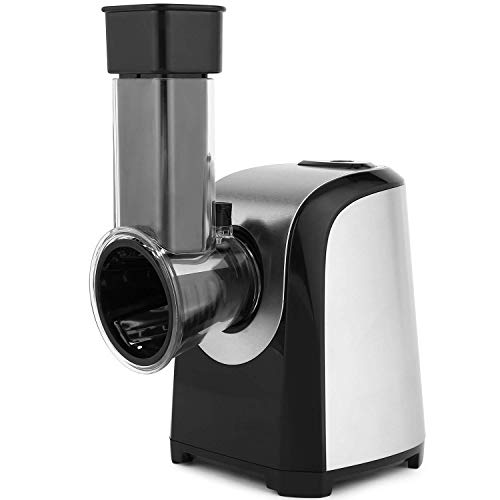 Meykey Rallador Eléctrico Multifunción 5 en 1,Rallador cocina, Cortador de Verdura Eléctrico 150W, Plateado