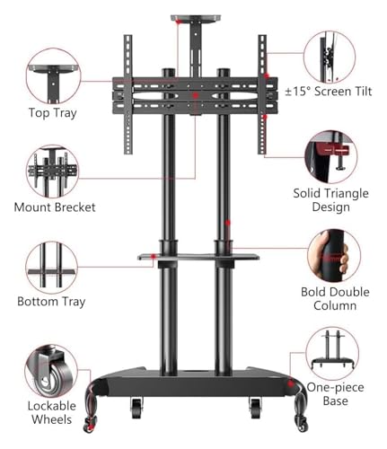 Soporte móvil para TV con ruedas y doble estante miniatura 3