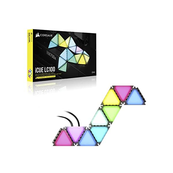 Corsair iCUE LC100 Gehäuse betonende Beleuchtungselemente - Minidreiecke - 9 x Tile Erweiterungskit (81 RGB-LEDs mit… – Bild 9
