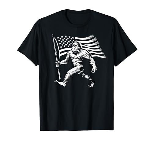 American Sasquatch Vintage USA Flag & Bigfoot Patriotic T-Shirt