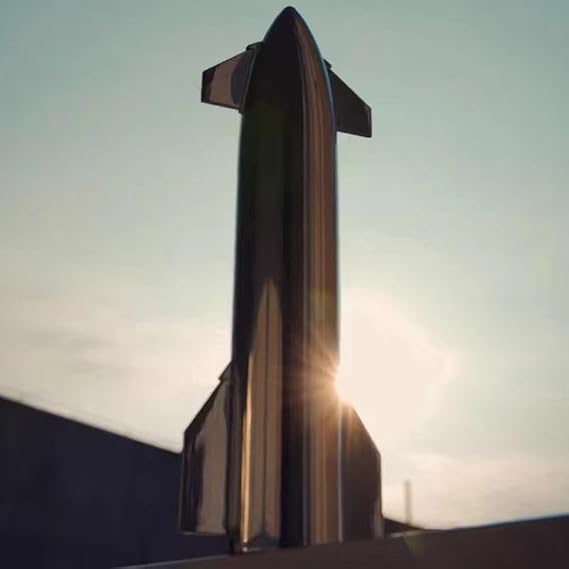 SpaceX Starship Rocket Model with Metallic Texturel - Launcher Toy Heavy Falcon 9 Dragon Creative Desktop Ornament, Aircraft Toy, Ideal Gift for Kids for Space NASA Lover