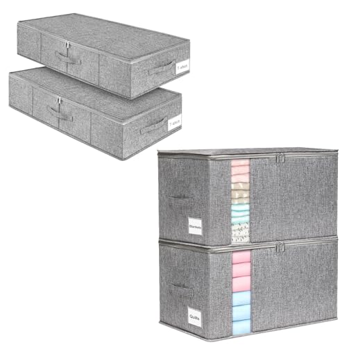Organizador bajo cama HMJGDZG pack de 2 bolsas de almacenamiento plegables con tapa