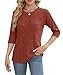 JomeDesign Fall Clothes for Women 3/4 Sleeve Shirts for Women Dressy Casual Caramel