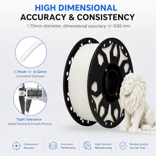 Image of FILAMONT PLA+ 3D Printer Filament 1.75mm, High Strength & Low Warp Printing Material, Dimensional Accuracy ±0.02mm, Vacuum Sealed with Desiccant, 1kg Spool (Natural)