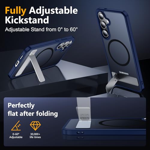 Image of SPIDERCASE Magnetic for Samsung Galaxy S24 Case, [3 Stand Ways][ Military Grade Drop Protection] with Invisible Stand Shockproof Slim Case for S24 6.2 inch, Blue