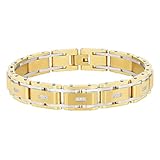 Men's Two-Tone Stainless Steel Accented 13mm Rivet Link Bracelet Foldover Clasp, 8-1/2”