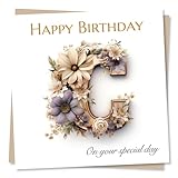 Happy Birthday Alphabet Letter Card - For C names Charlotte Chris Chloe - Special Card For Family, Friends - Heartfelt Greetings Wish for Women, Men - Image 1