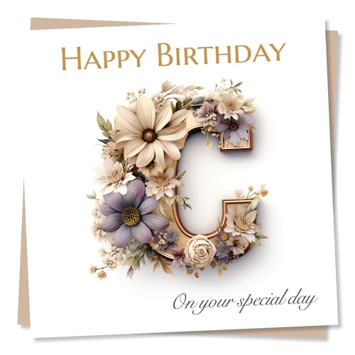 Happy Birthdayアルファベットレターカード - C名用 Charlotte Chris Chloe - 家族、友人のための特別なカード - 女性、男性への心のこもった挨拶の願い
