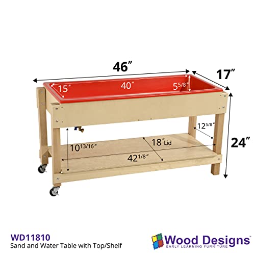 image for Wood Designs Sand and Water Sensory Play Table, Drainable Plastic Tub 