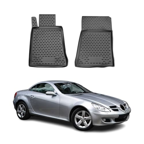 OMAC Floor Mats for Mercedes SLK Class R171 2005-2011 Car Mats All Weather 3D Custom Fit Rubber Mat Waterproof Odorless TPE Floor Liners Laser Measured Non-Slip (Black)