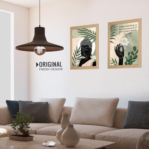 Image of Chaka Chaundh - Suitable buddha quotes wall frames - Buddha frame with quotes for home & office - inspirational Motivational Gautam buddhas quotess with frame - (14 X 11 inches - set of 2)