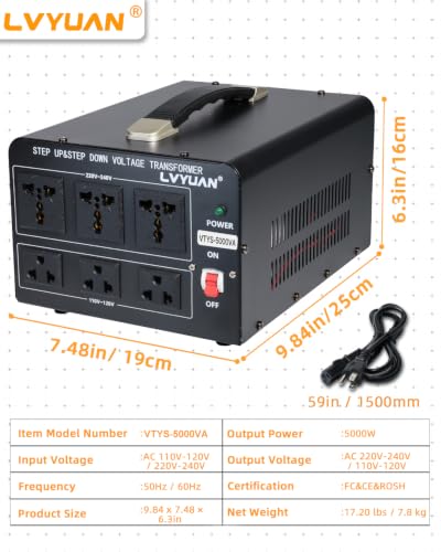 Convertidor de voltaje de 5000 vatios reversible transformador de corriente de 110V 220V 7
