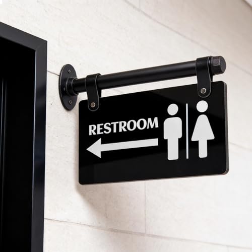 Restroom Signs for Business - Unisex Bathroom Sign with Arrow for Home and Office 11