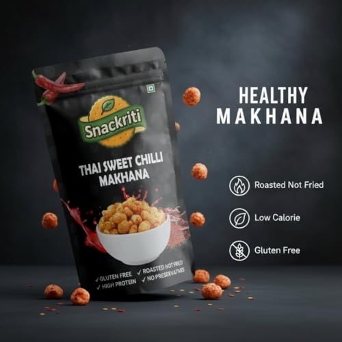 Image of Snackriti 30g Thai Sweet Chilli Flavoured Roasted Makhana | Sweet & Spicy Crunchy Fox Nuts Snack | Healthy Low Calorie Superfood, High Protein & Gluten Free | Guilt-Free Anytime Snacking