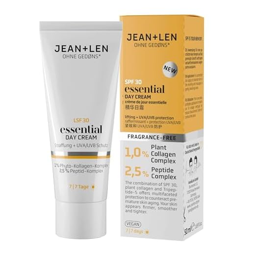 Jean & Len Essential Day Cream, Ideal for All Skin Types, Optimises Skin Firmness, with SPF 30 and Vegetable Collagen, Vegan and Fragrance-Free Day Cream, 50 ml