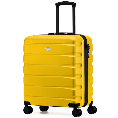 Flight Knight Lightweight Travel Suitcase 56x45x25cm | Hard Shell Carry On Luggage with Aluminum Telescopic Handle, 8 Wheel & TSA Lock | Approved for British Airways, Jet2 & EasyJet Overhead Bag